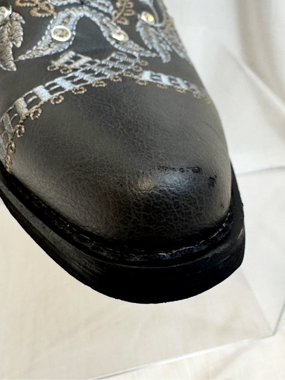 Women’s Charcoal Embroidered Rhinestone Western Cowboy Boots Size 9 - Picture 6 of 6
